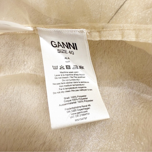 NWT Ganni Flint Sheer Dress in Tapioca, Size 40 (Medium) - Picture 10 of 10